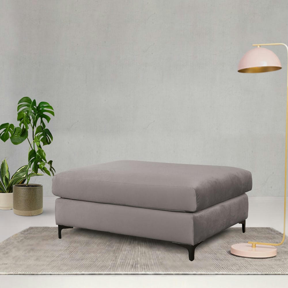 - Pouf salon velours gris clair