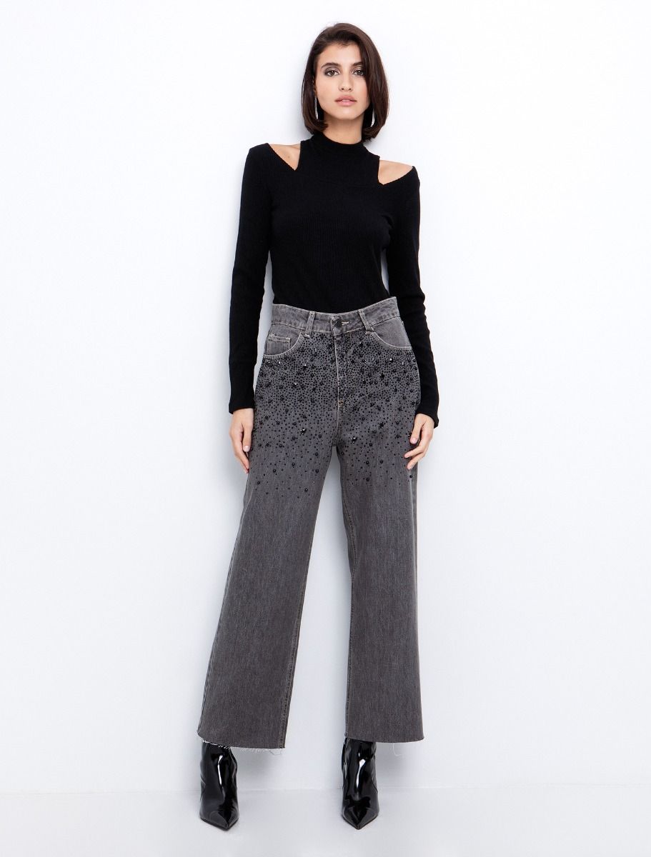 Rib μπλούζα με κοψίματα