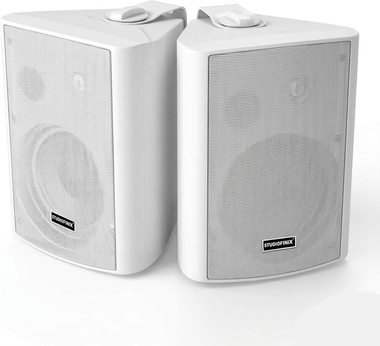 STUDIOFINIX 6.5 Inch 400W Indoor/Outdoor Bluetooth 5.1 Waterproof Wall-Mounted Speakers, Wireless Multi-Speaker Sync with IR Remote, for Patio, Garage, Home, Backyard(601BLE,White,Pair)