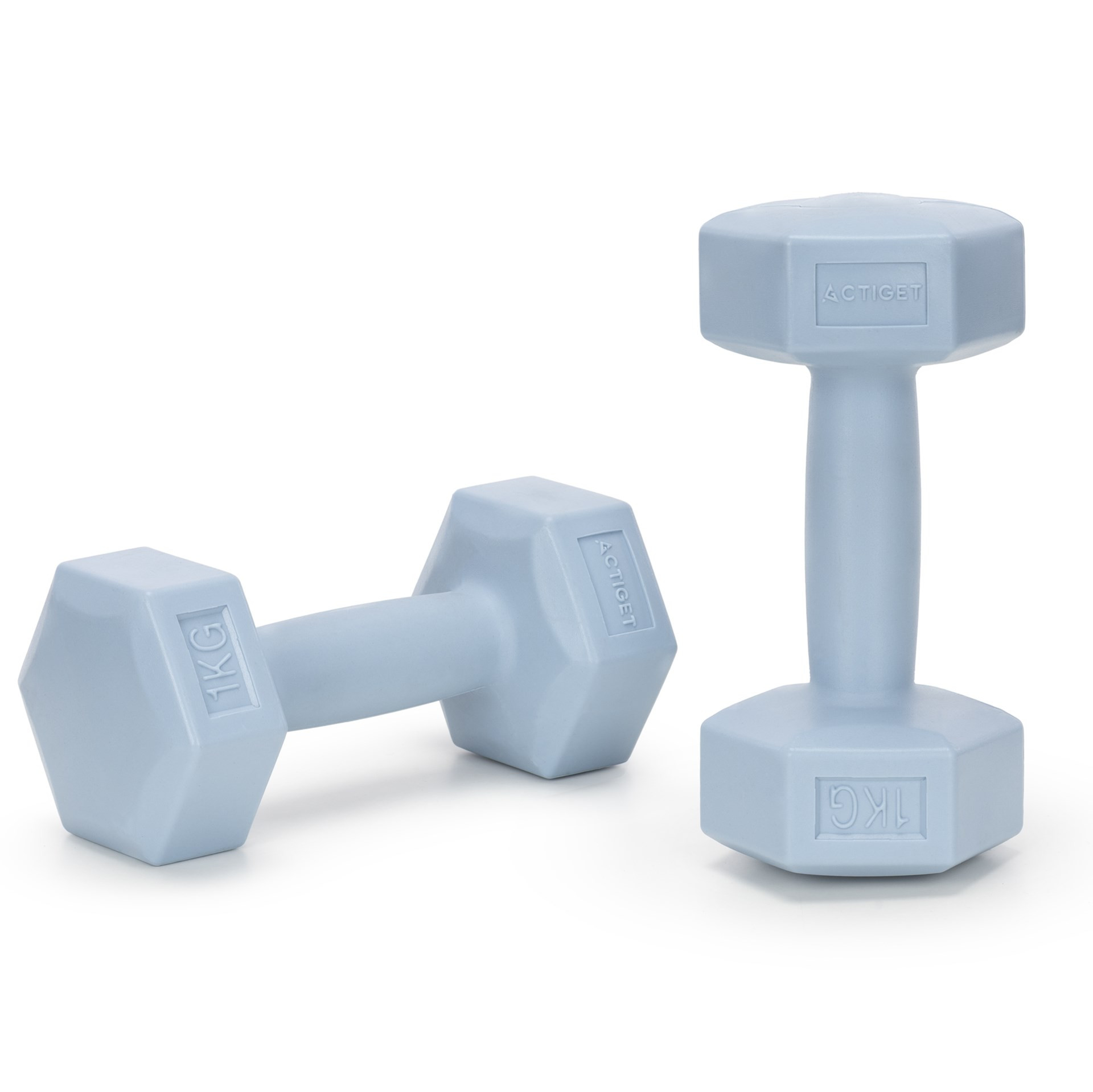 Hantle 2x1kg Actiget hexagonalne do ćwiczeń fitness ciężarki zestaw 2 szt.