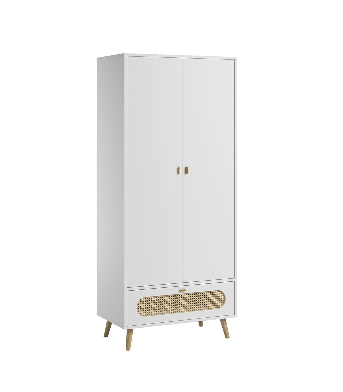 CANNE - Armoire 2 Portes et 1 Tiroir avec Cannage en Rotin L85cm