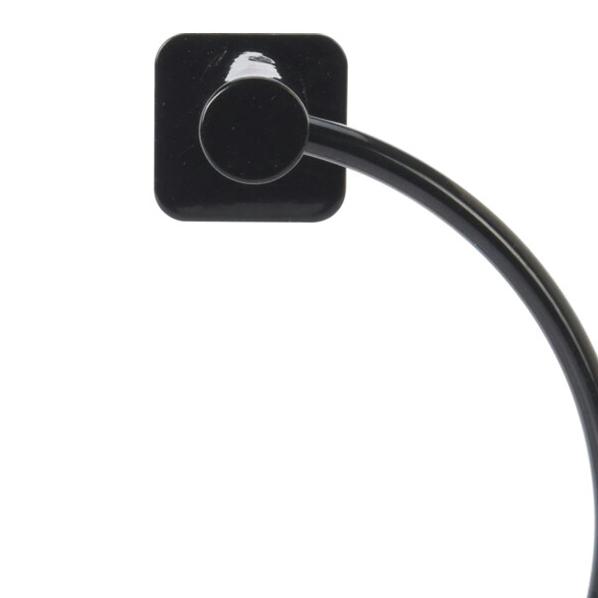 - Porte-serviettes anneau en métal noir 18x18cm