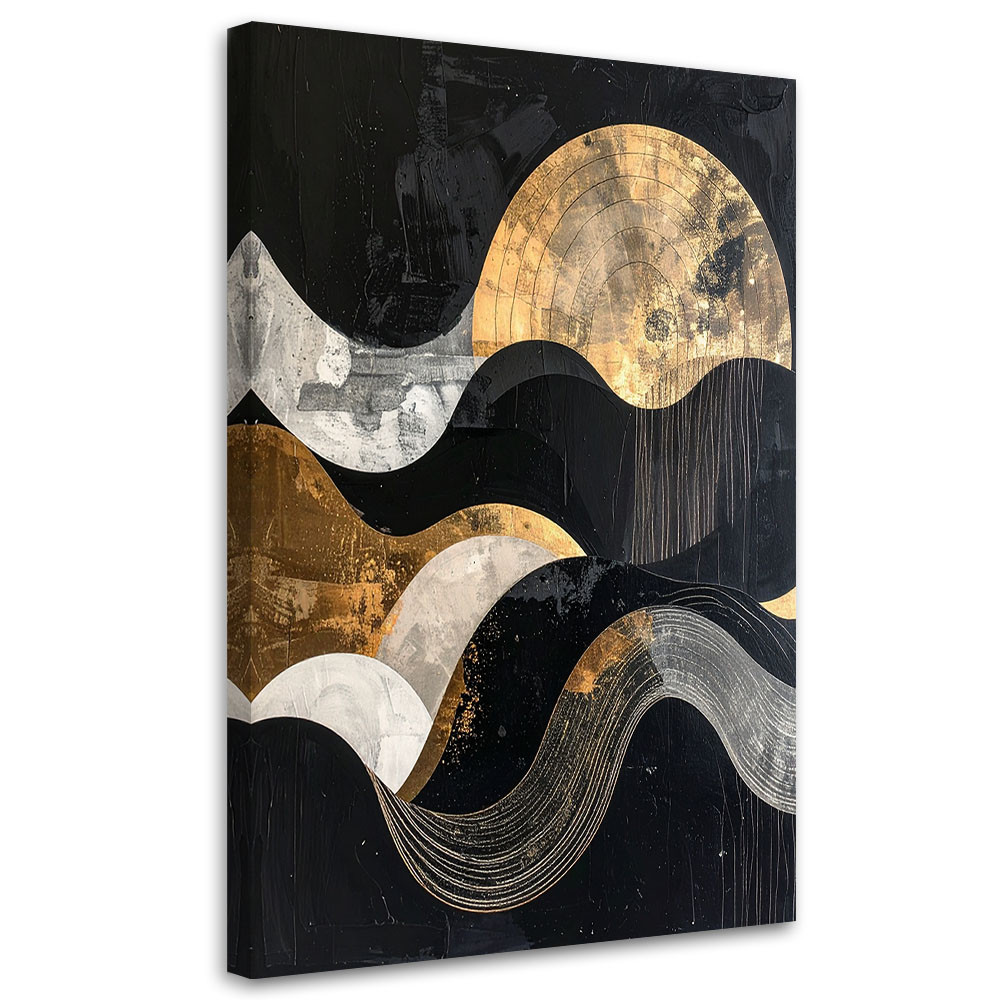 Obraz do salonu sypialni, Abstrakcja geometryczna złoto czarna 20x30