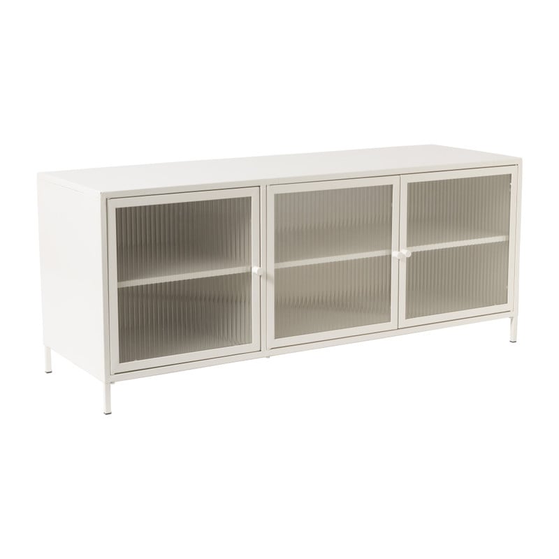Dressoir Luca met geribbeld glazen deurtjes - offwhite - 50x120x42 cm