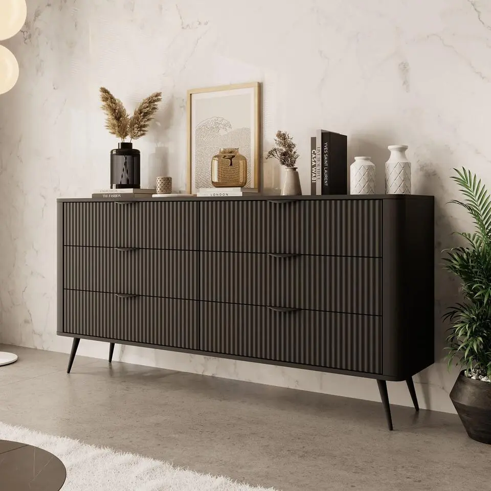 Meubella - Ladekast Lima - Zwart - 163 cm