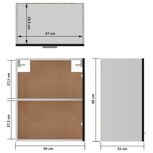 NNEVL Hanging Cabinet Black 50x31x60 cm Chipboard
