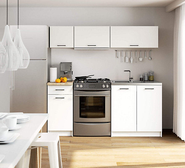 Ensemble De Cuisine AKORD OLIWIA G1 Blanc 180 cm 6 portes 1 tiroir façade Blanche 6 étagères 180x46x174 cm