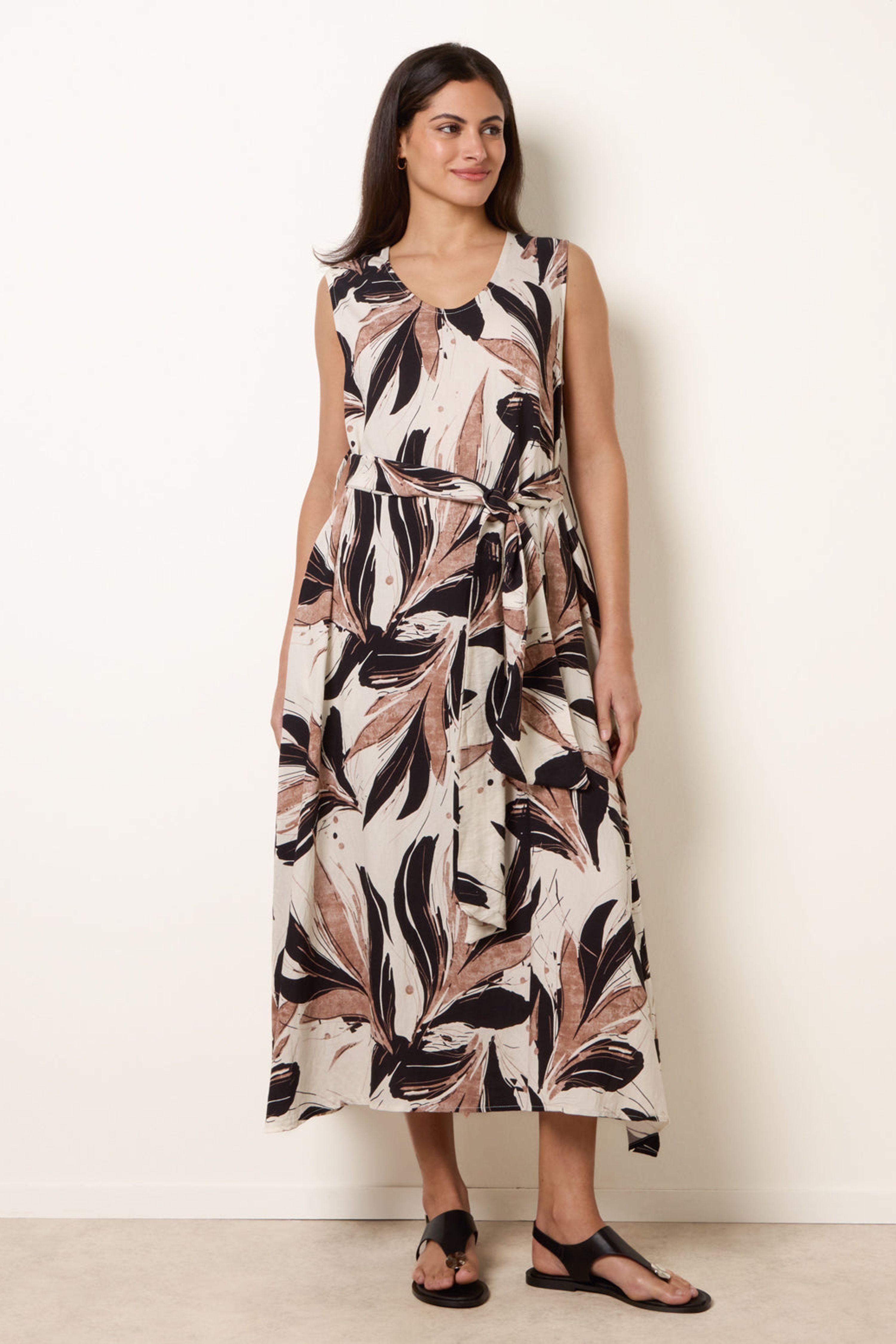 Blue Vanilla Black Leaf Print Dress