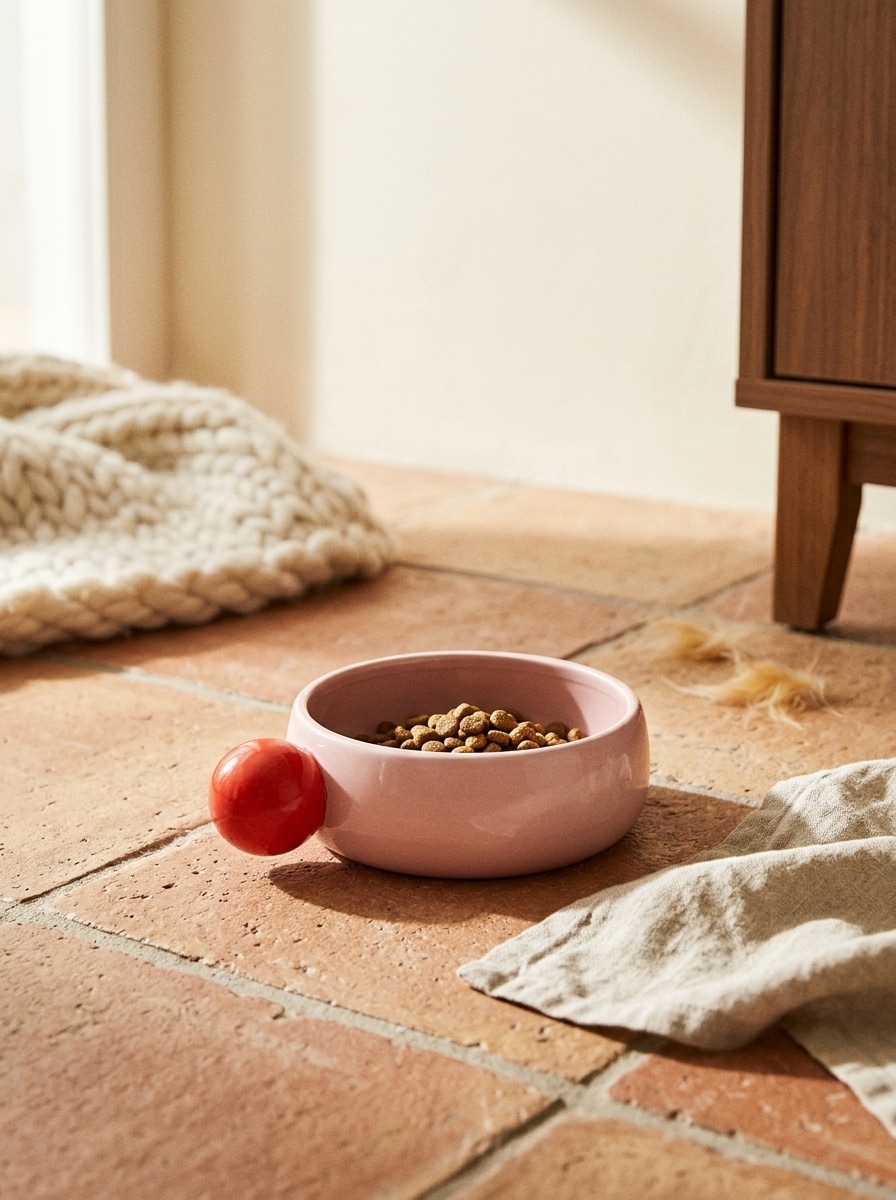 Ceramiczna miska dla zwierząt z uchwytem