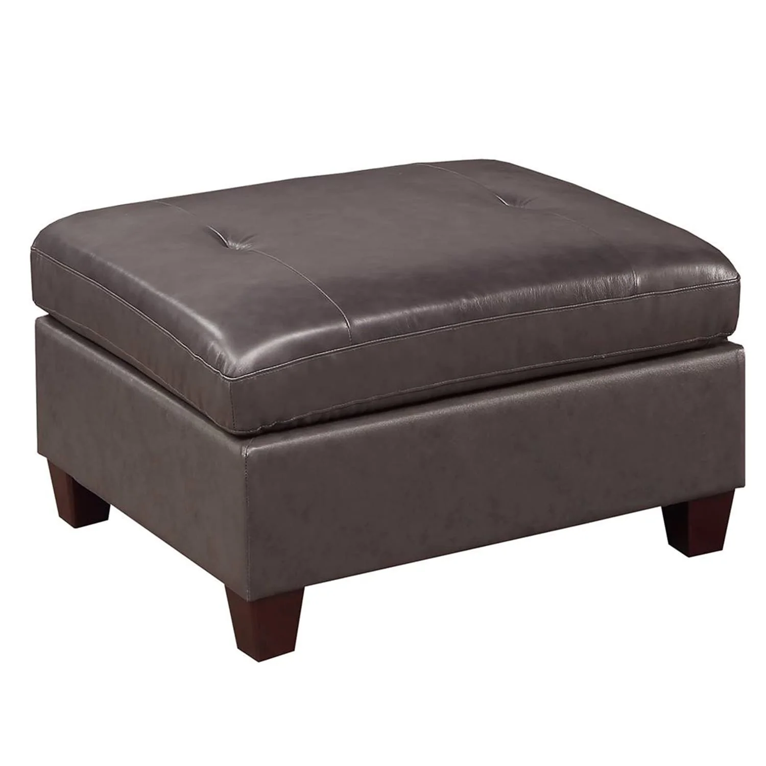 Genuine Leather Upholstered Modular Ottoman with Tufting Design