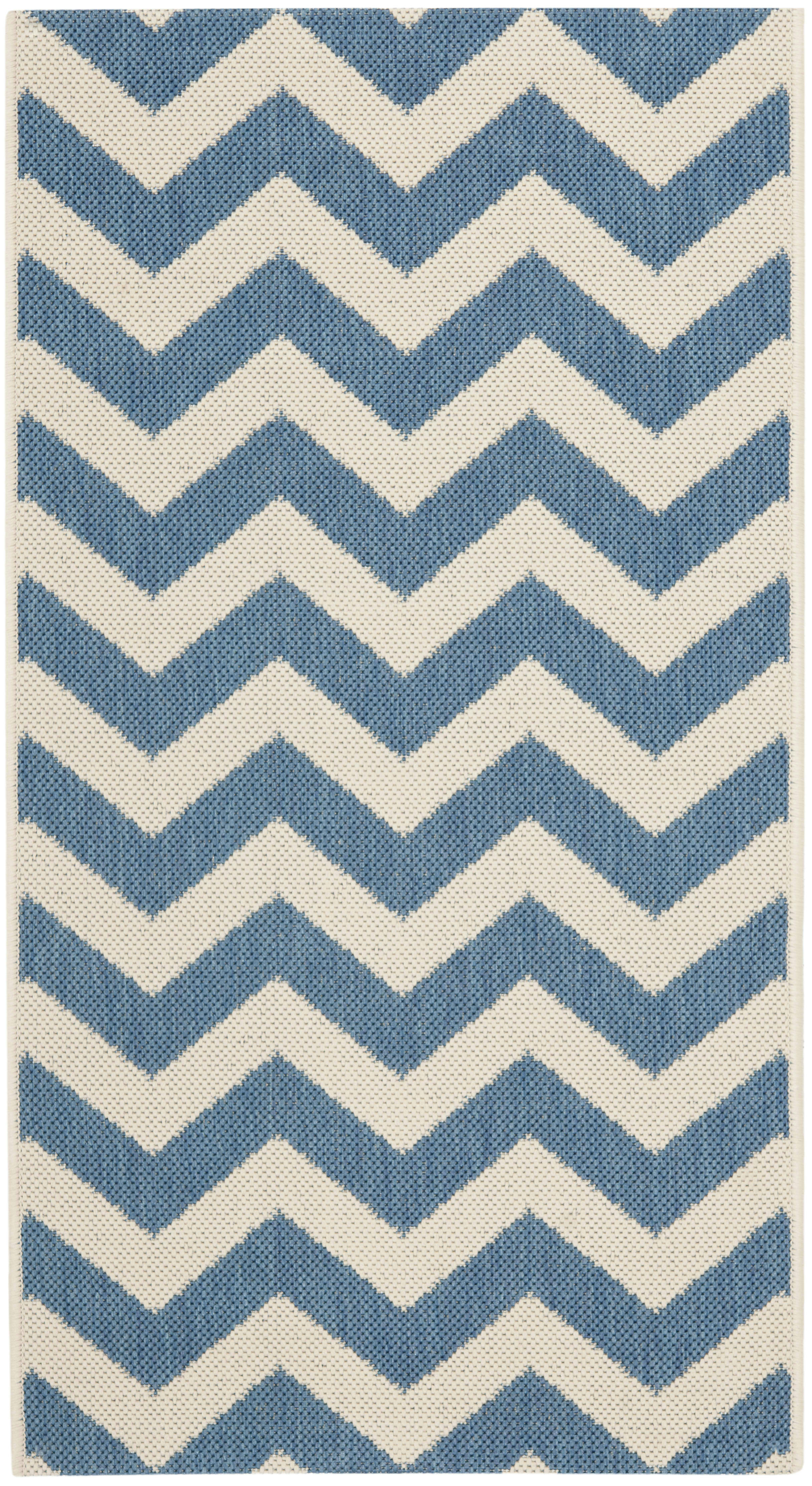 COURTYARD - Tapis interieur & exterieur en bleu & beige, 79 x 152 cm