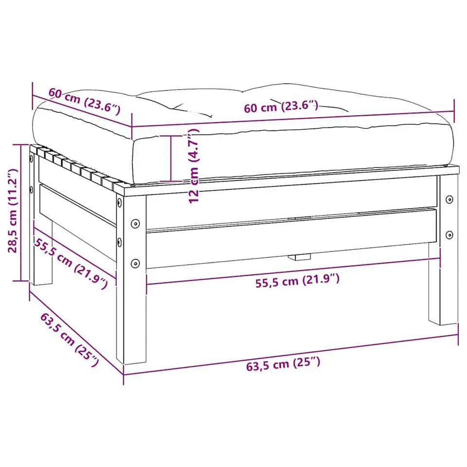 vidaXL - Loungeset - Zwart - Grenenhout - 3 stuks - Met kussens