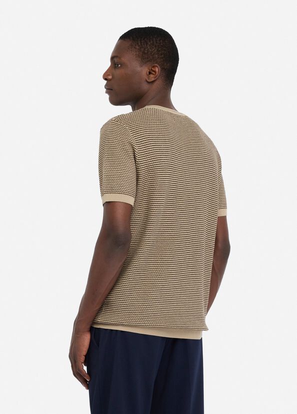 T-shirt jacquard in cotone e seta