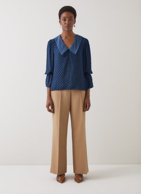 Clarita Midnight Exaggerated Sleeve V-Neck Top