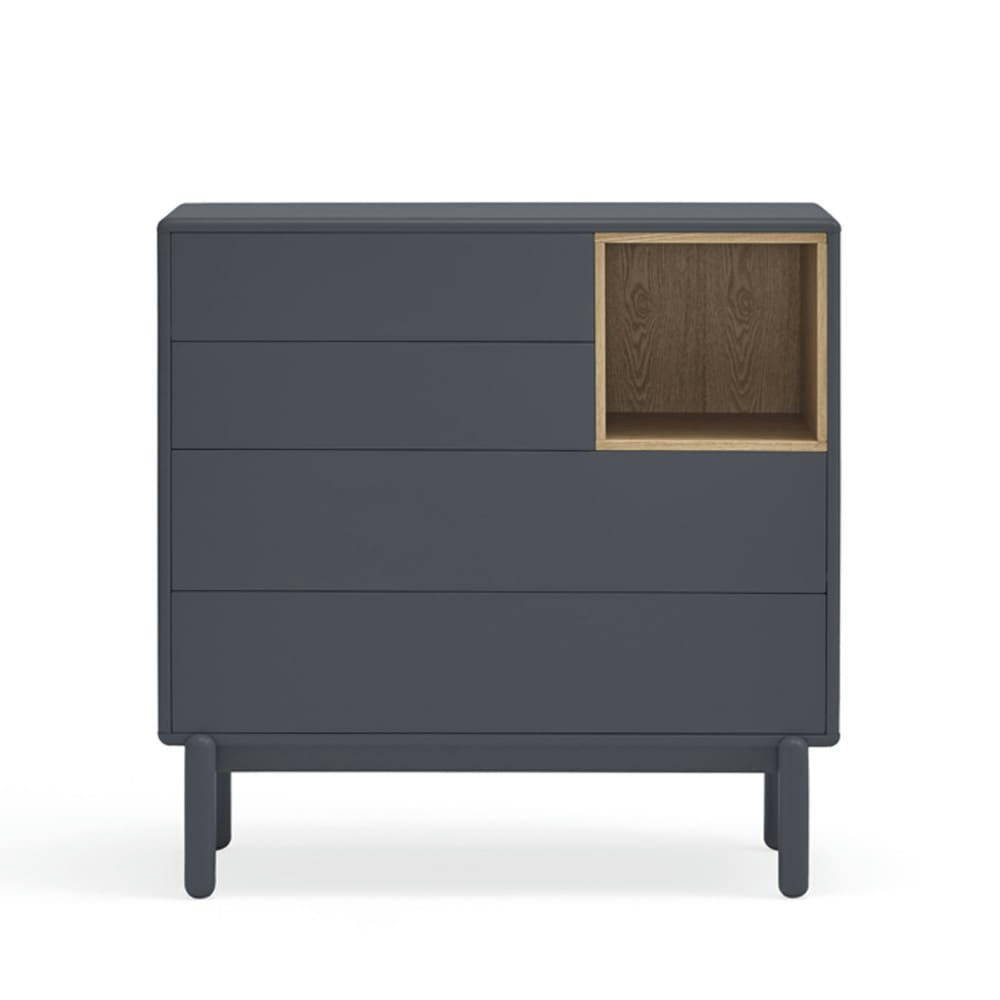 CORVO - Commode 4 tiroirs 1 niche en bois L90xH90cm gris anthracite