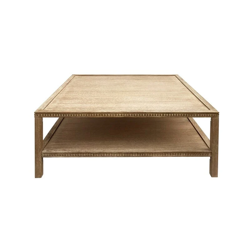 Rohan 42-Inch Square Mango Hardwood Coffee Table with Shelf
