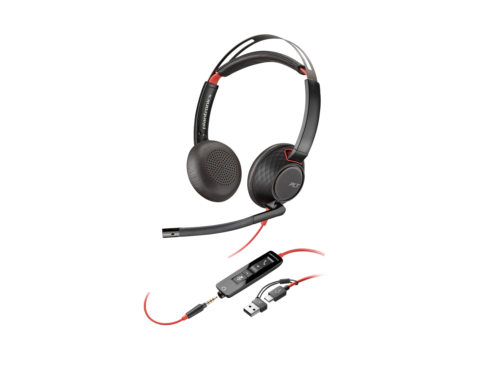 Poly Blackwire 5220 Stereo USB-C Headset +3.5mm Plug +USB-C/A Adapter