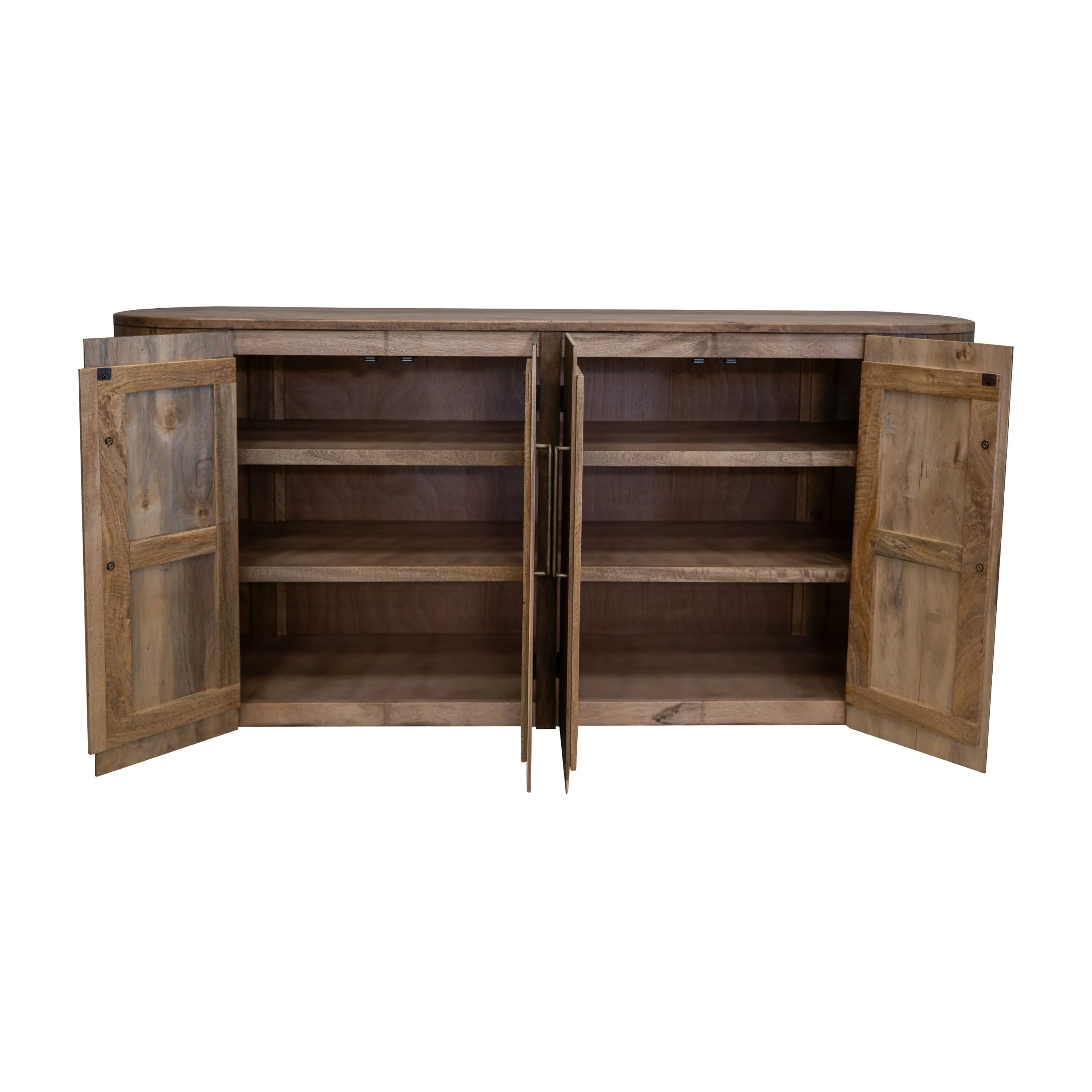 Eray Sideboard Console, 4 Doors, Handcrafted Brown Mango Wood 70 Inch