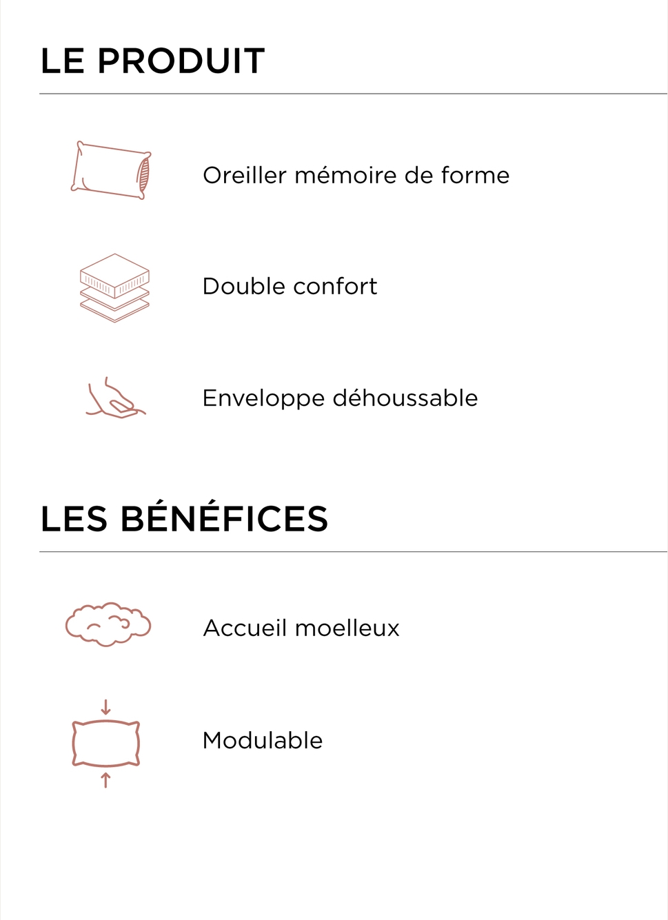 OREILLER CARRÉ DOUBLE CONFORT MOELLEUX / FERME BLANC