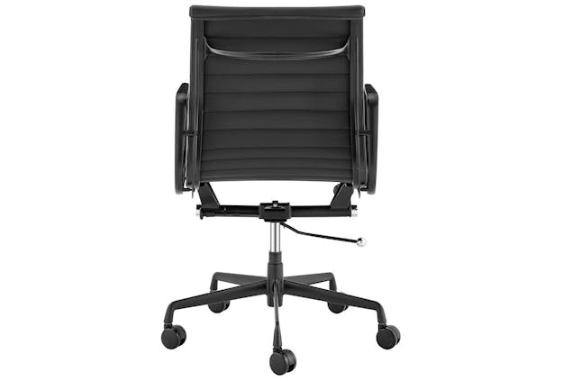 NNEKGStandard Matte Black Aluminium Low Back Office Chair (Black Leather)