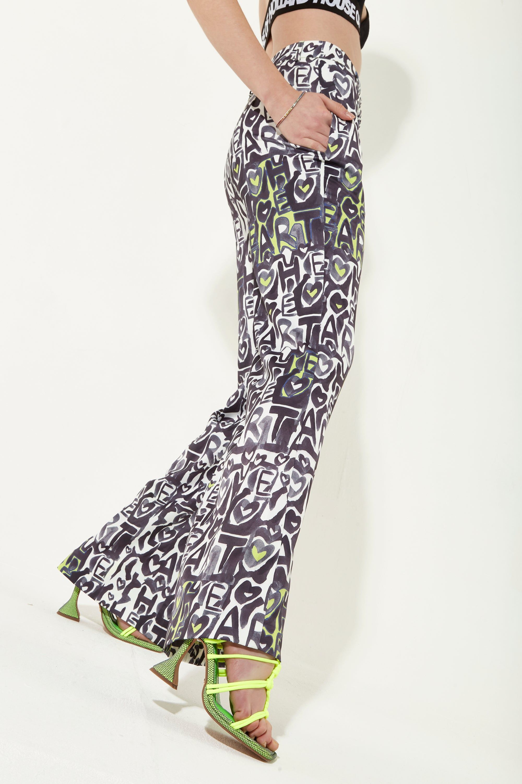 House of Holland Abstract Print Wide Leg Trousers