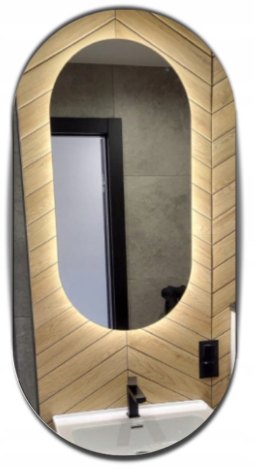 Lustro owalne łazienkowe led 50x90 podświetlane owal ledowe glamour