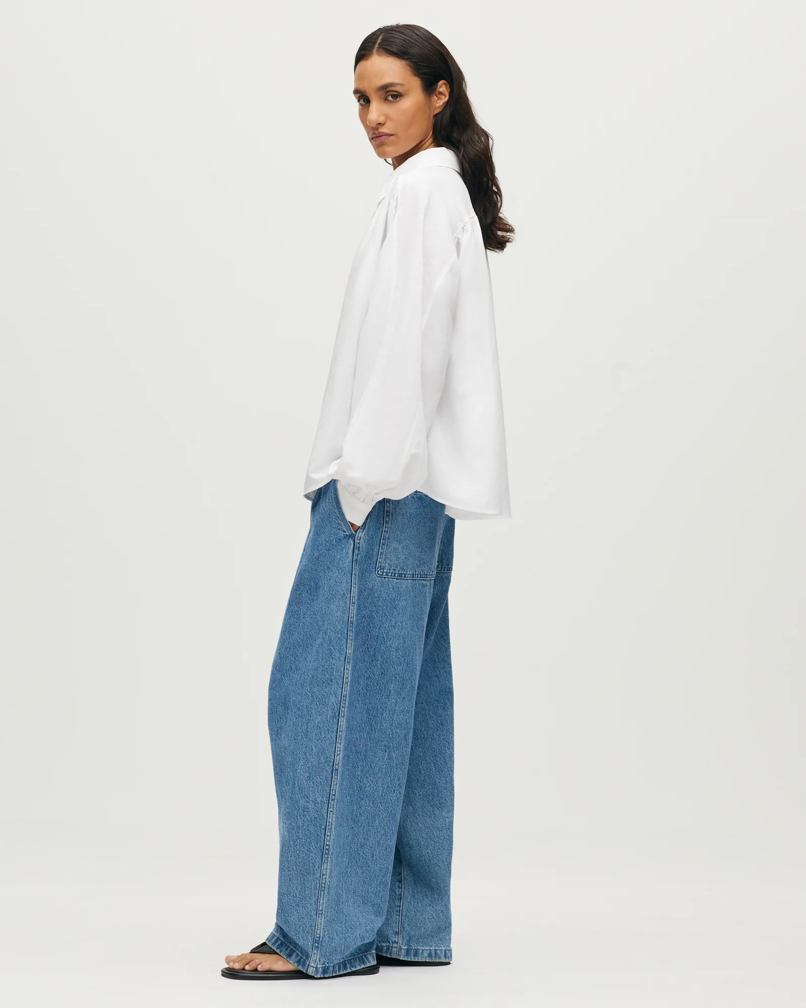 Chemise oversize en viscose et lin