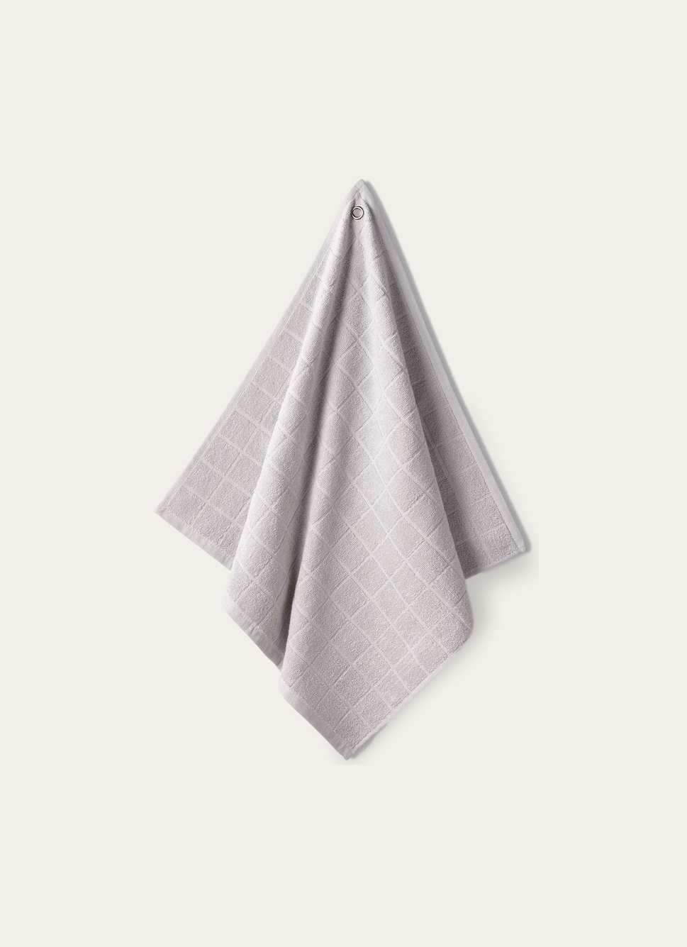 ESSUIE-MAINS à CARREAUX EN COTON GRIS PERLE