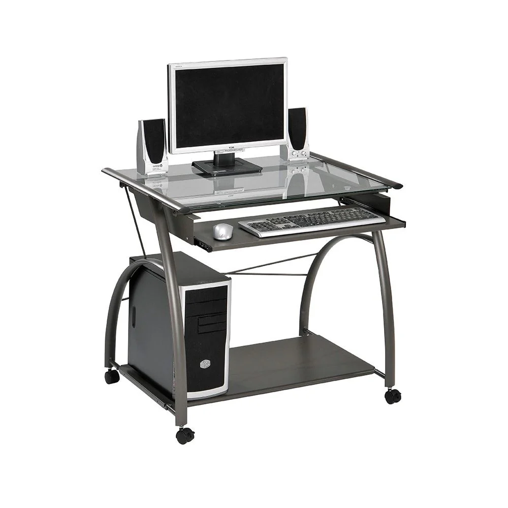 Glass and Metal Computer Desk