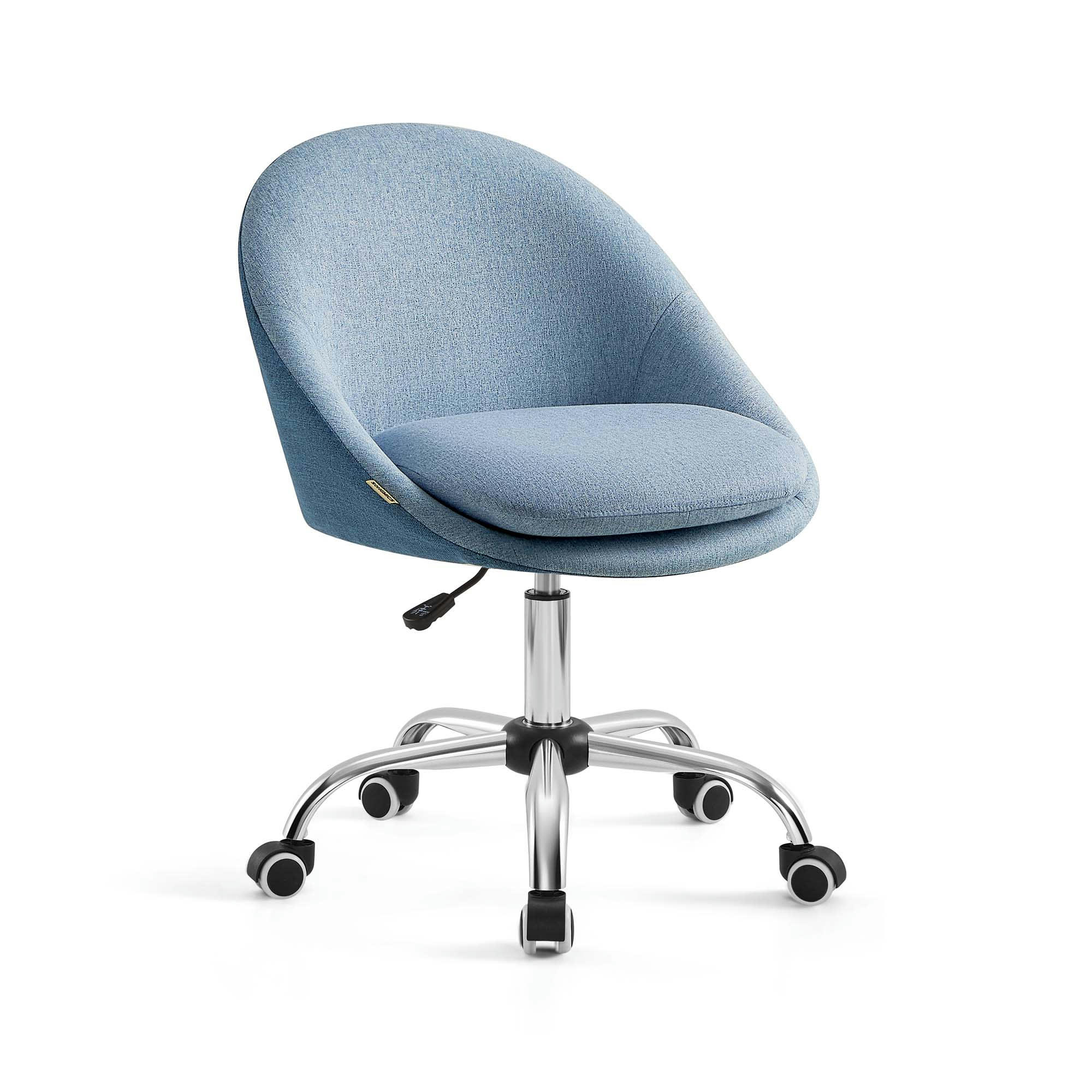 - Fauteuil de bureau réglable pivotant tissu coton-lin bleu