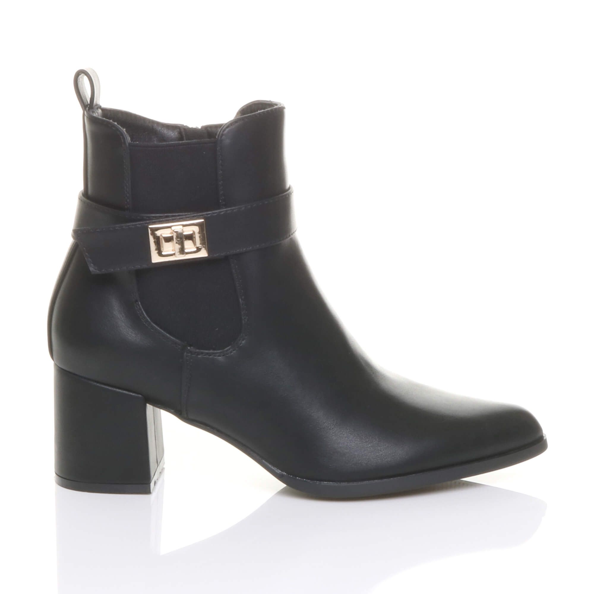 AJVANI Mid Block Heel Pointed Toe Smart Casual Chelsea Ankle Boots