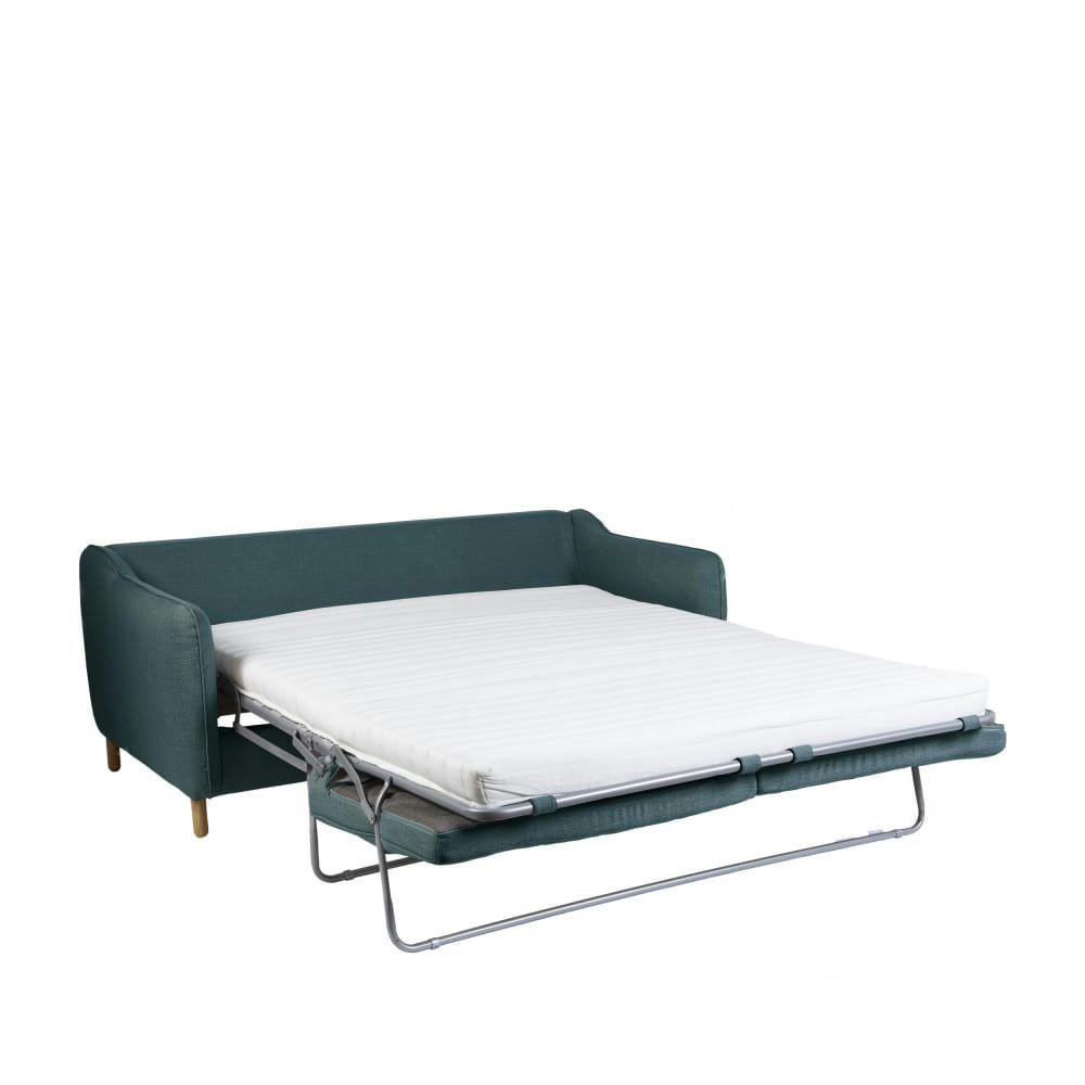 VORNAY - Canapé convertible ouverture express 2 places en tissu bleu pétrole