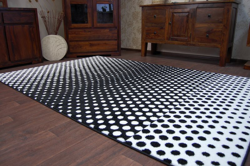 Dywan SKETCH - F762 krem/czarny - Kropki 120x170 cm
