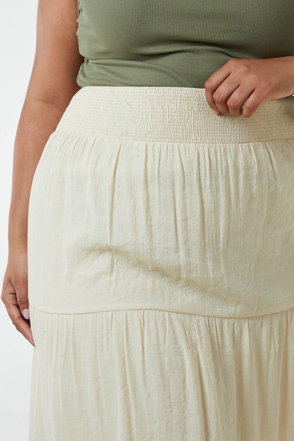 Blue Vanilla Curve Tiered Shirred Maxi Skirt