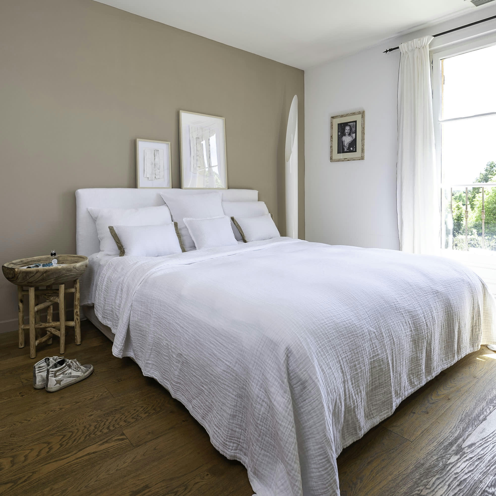 SAINT TROPEZ - Dessus de lit en gaze de coton blanc 280X280 CM