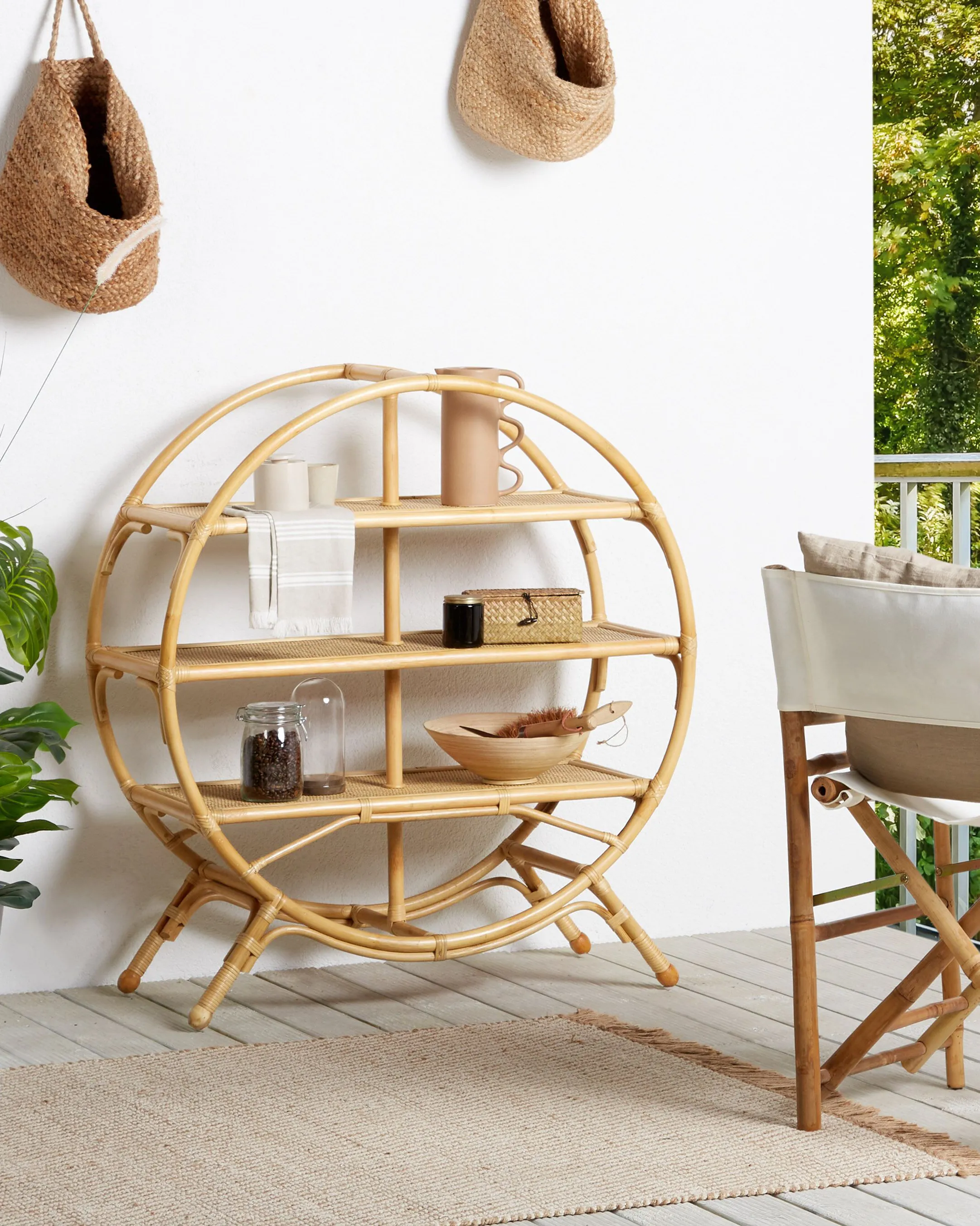 3 Tier Shelving Unit TUVALU II Rattan 109 cm Natural