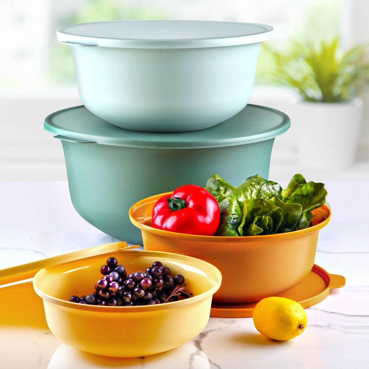 Set 4 contenitori in plastica colorati