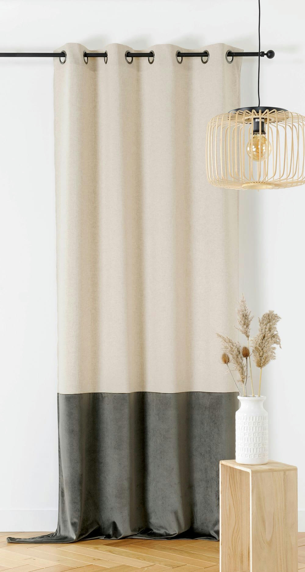 DUO LIN - Rideau d'ameublement 140x240cm Gris anthracite