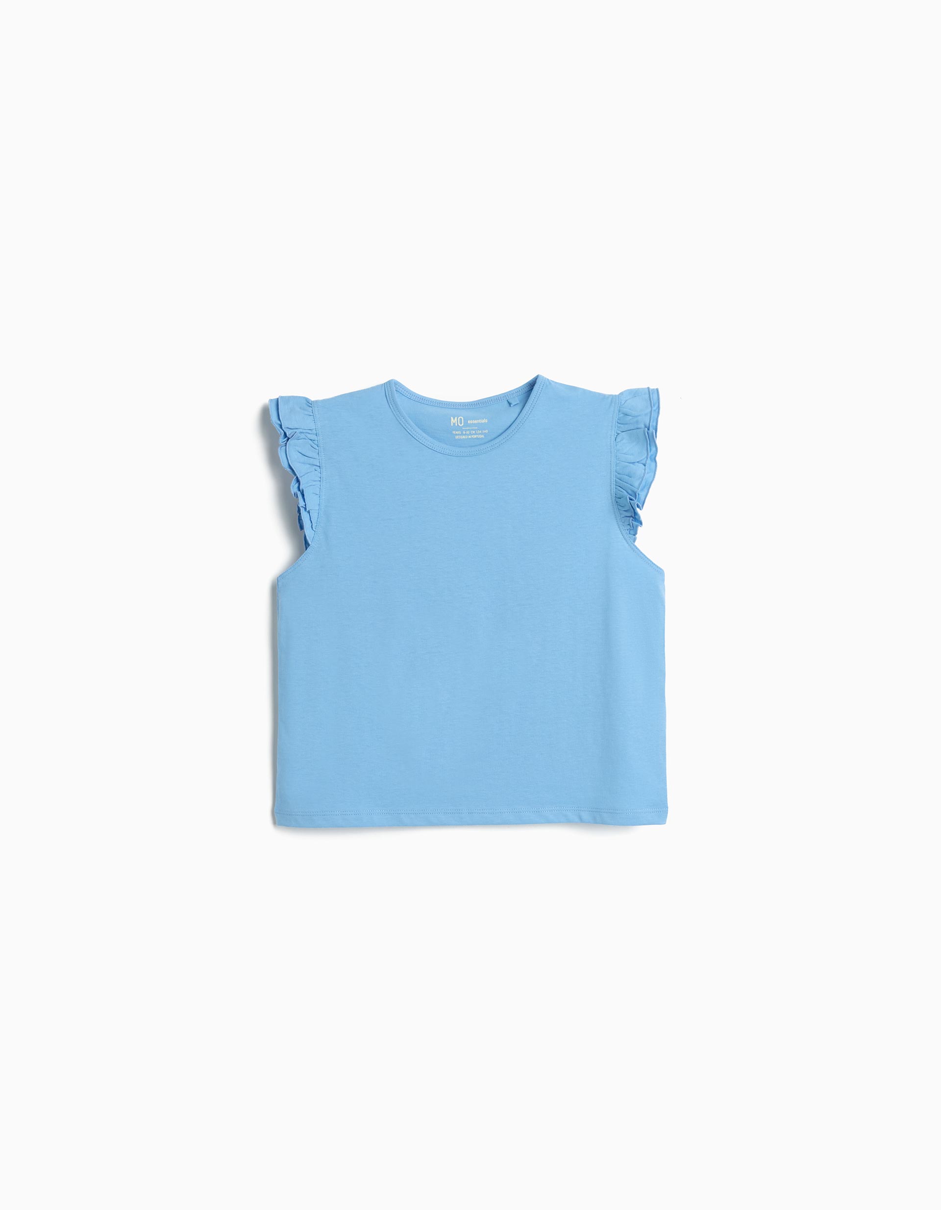 T-shirt Folhos, Menina, Azul Claro