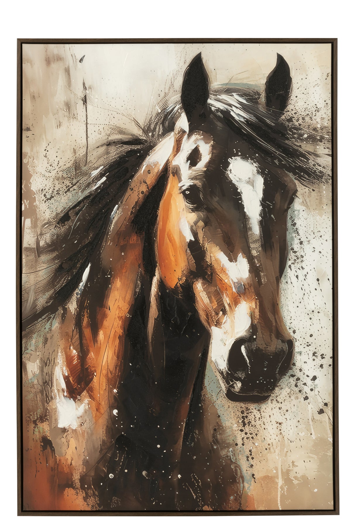 J-Line wanddecoratie Rechthoek Paard - canvas - mix