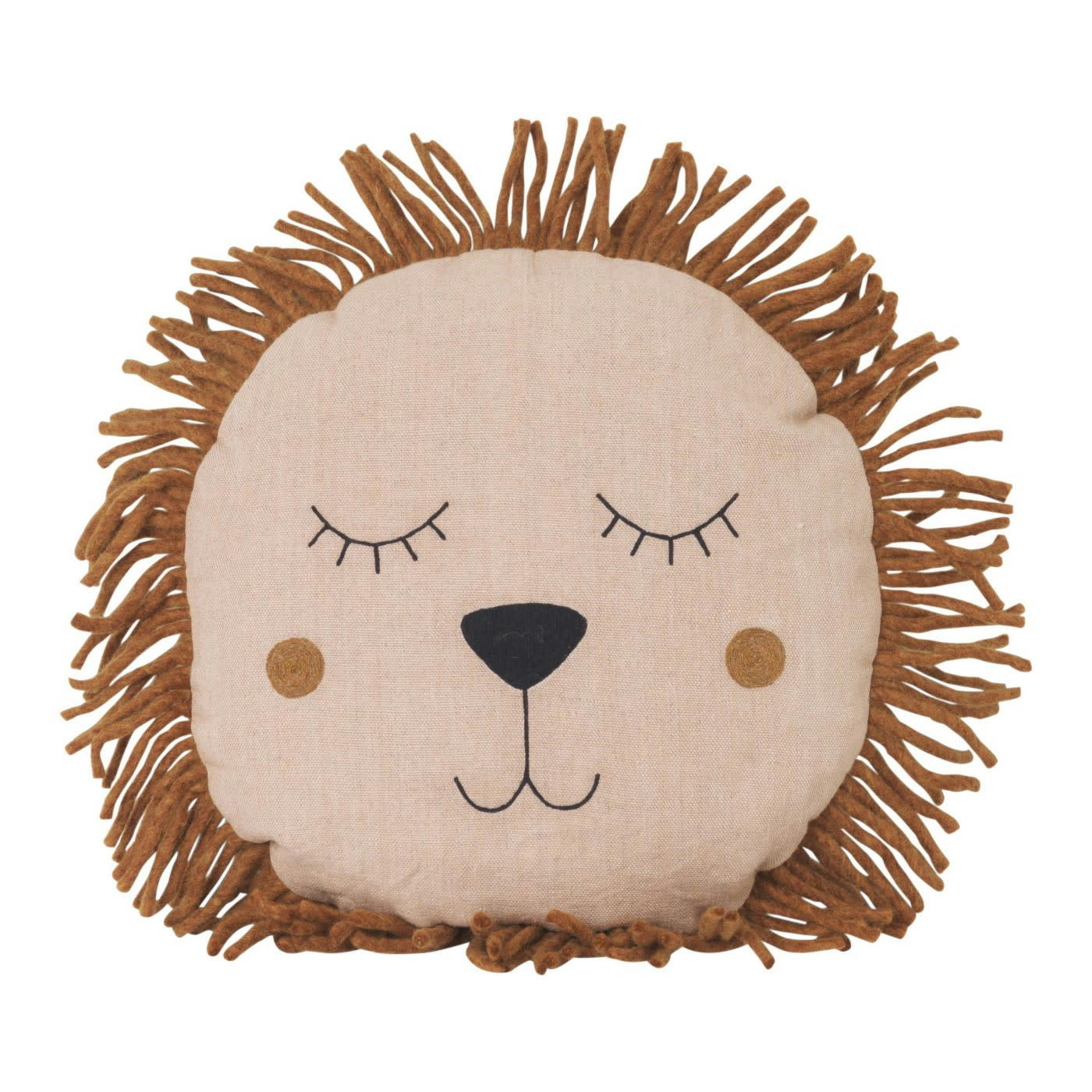 SAFARI LION - Coussin lion en laine rose