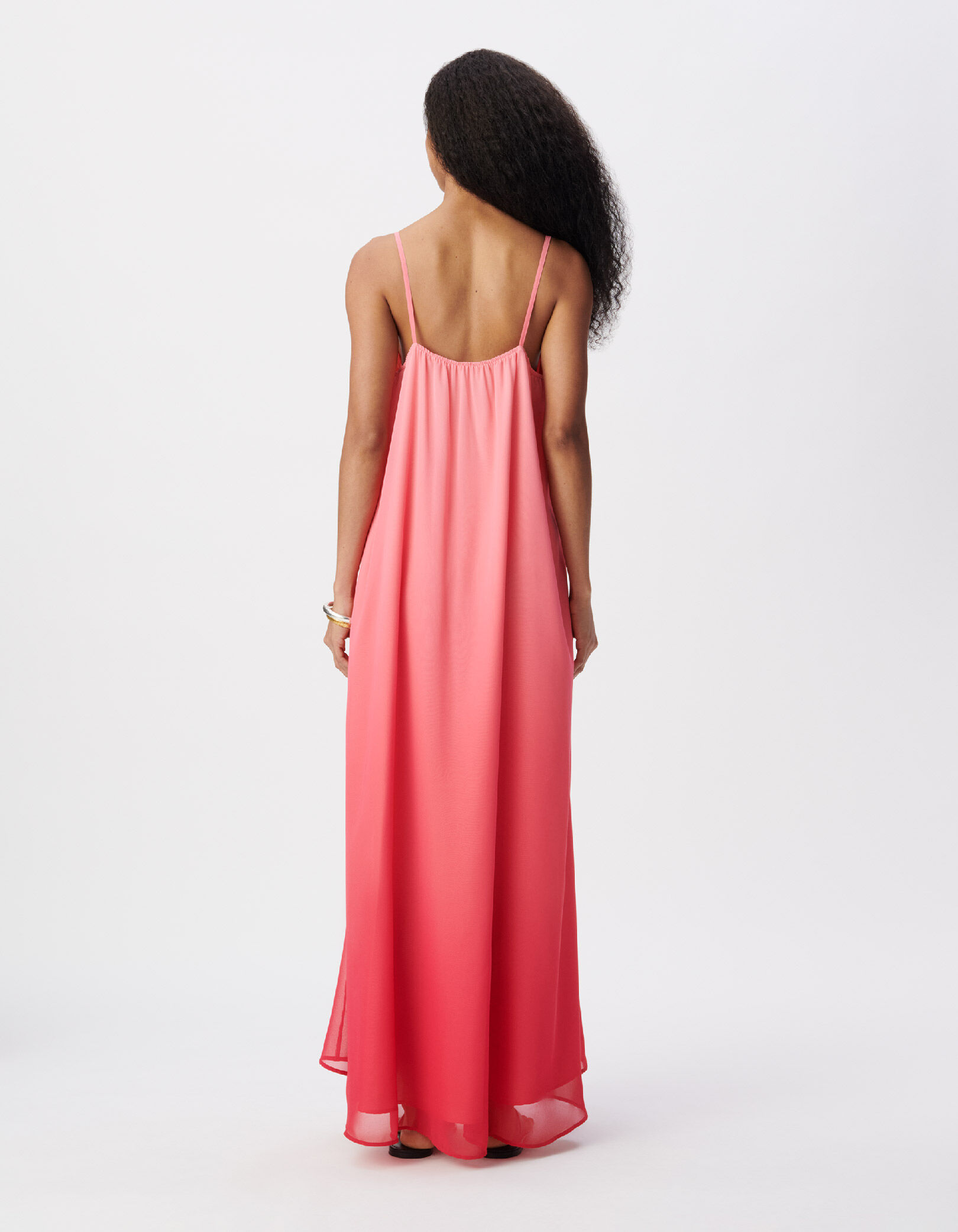 Robe longue fines bretelles rose effet deep dye Femme
