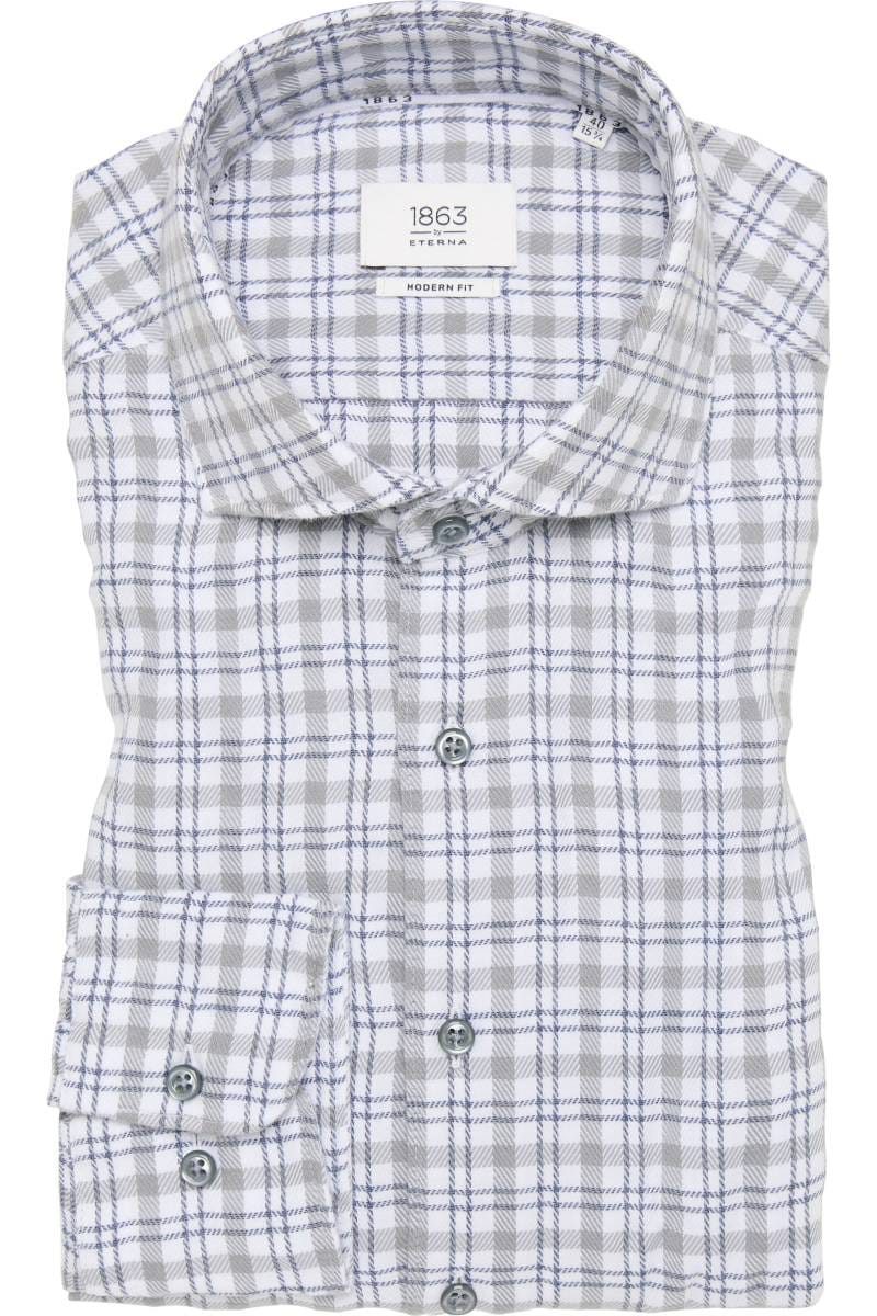 ETERNA 1863 Modern Fit Tencel Hemd silber, Kariert