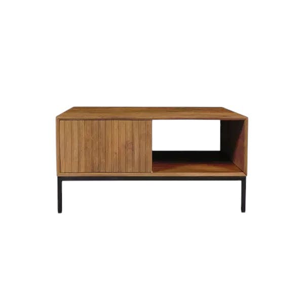 Table basse carrée en bois 2 tiroirs CORTINA