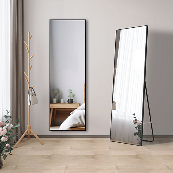 Miroir sur pied ou suspendu 40 x 140 cm (L x H), miroir complet noir, AICA SANITAIRE