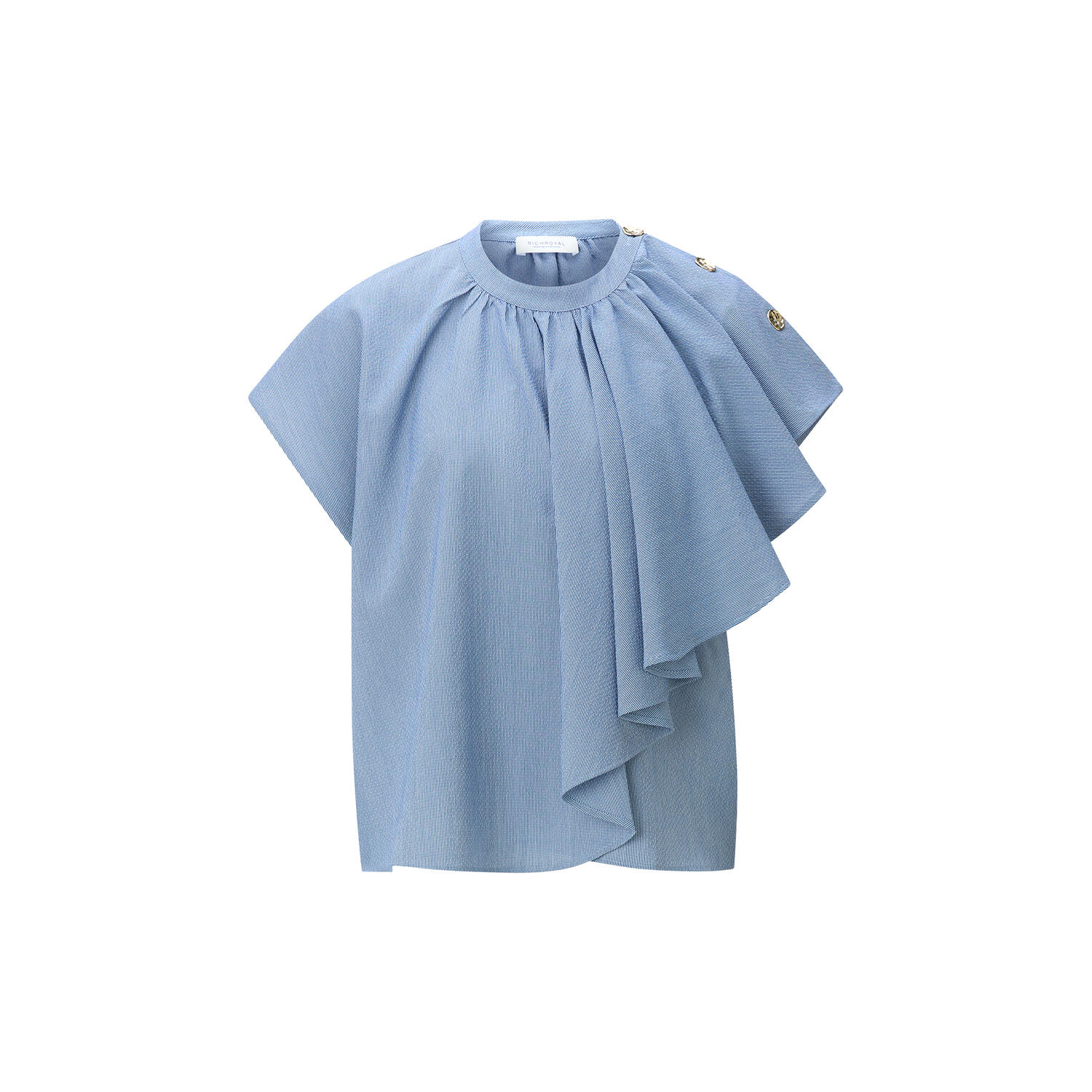 Striped crinkle blouse, skyway blue