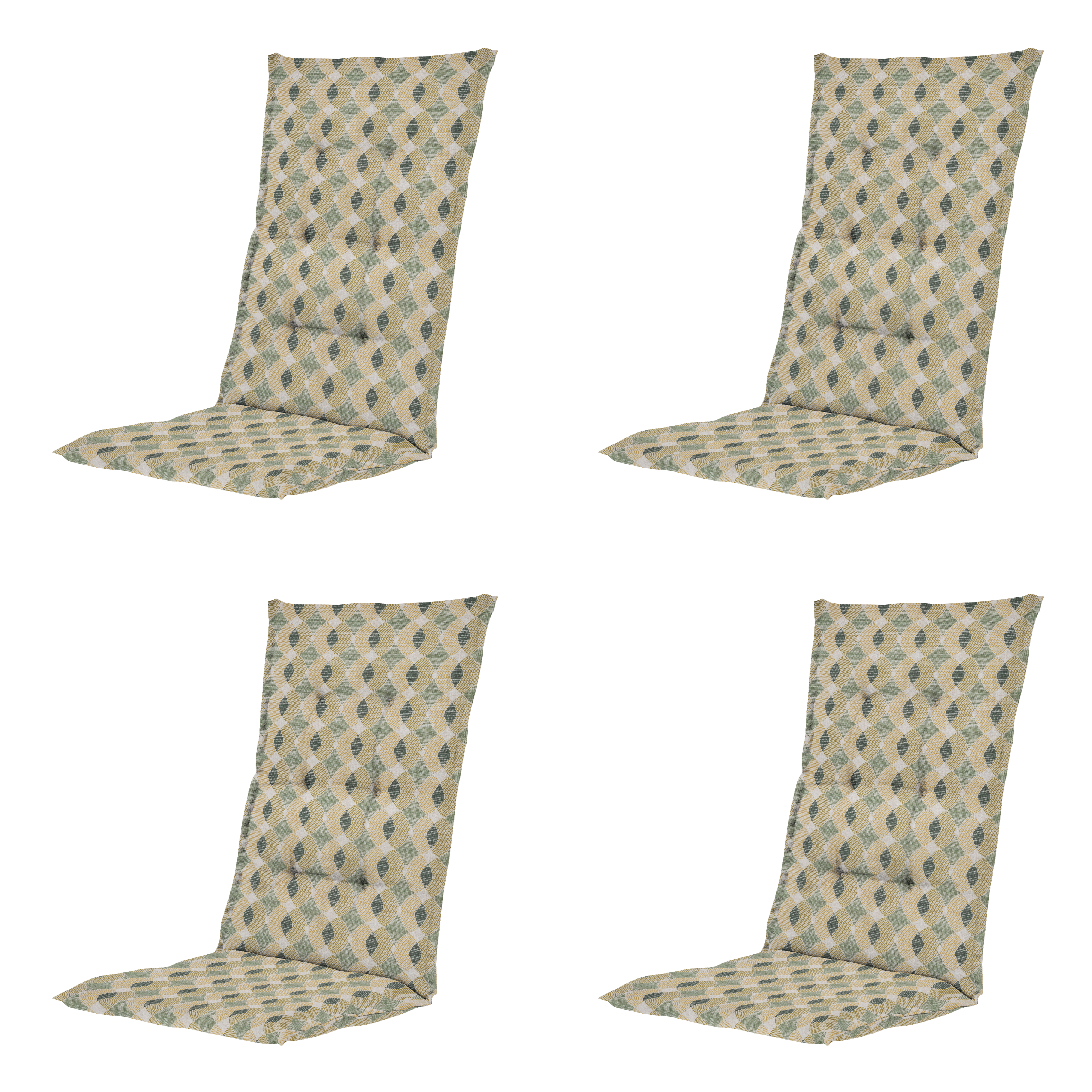 Madison tuinstoelkussen hoge rug Rae - groen - 123x50x5cm - set van 4