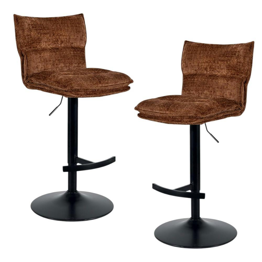 Tabouret de bar réglable en tissu terracotta (lot de 2) IENA