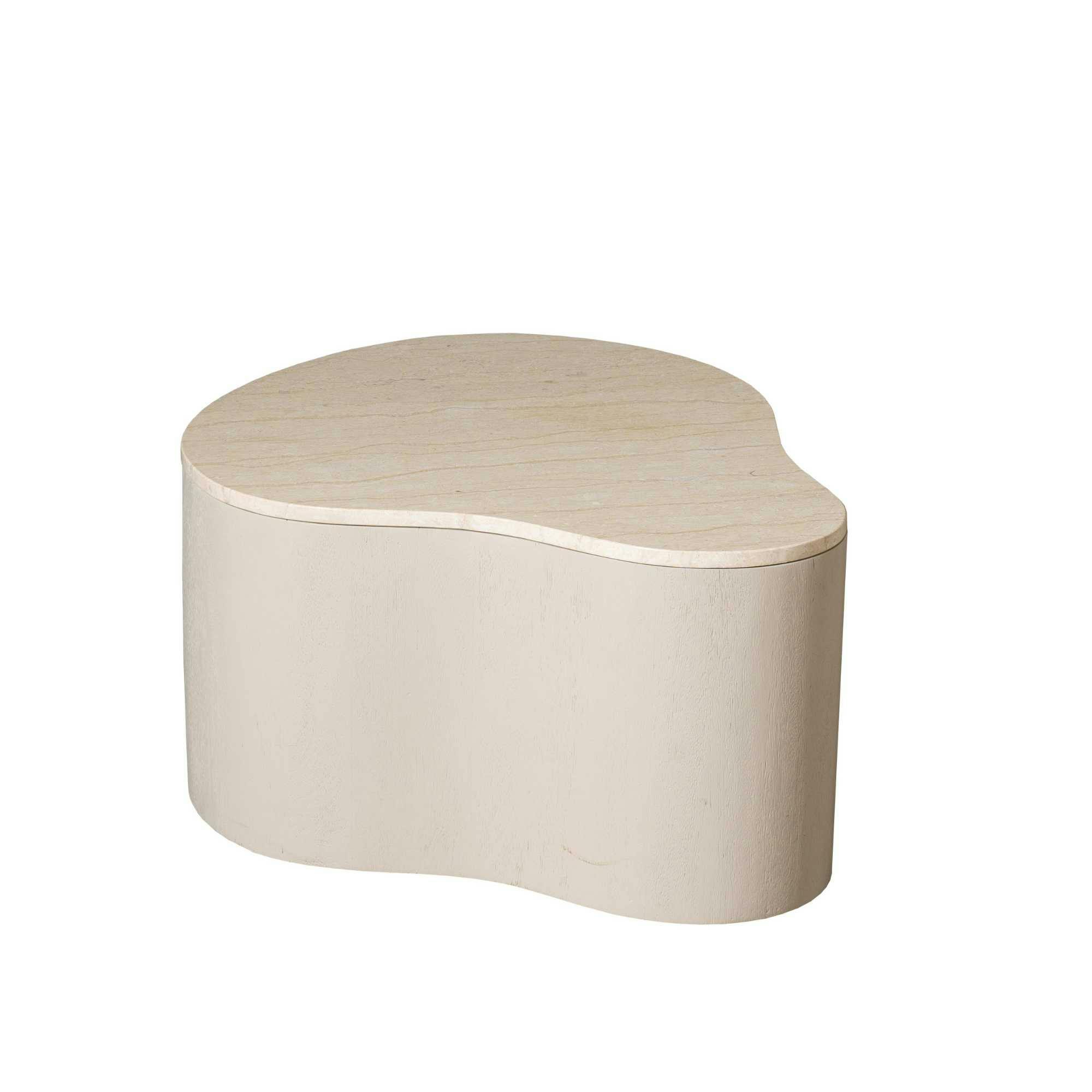 Table basse design organique marbre bois sable 77 cm DUOMO
