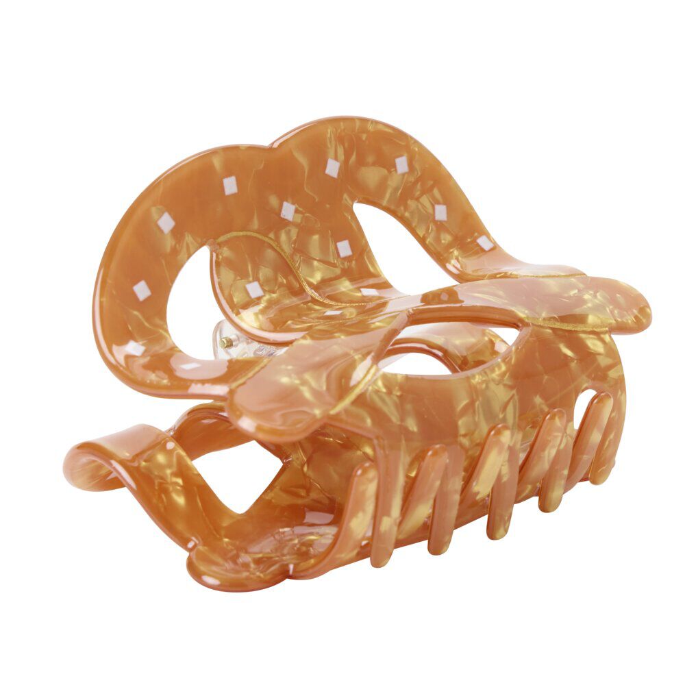 Pince à cheveux plastique forme croissant ou bretzel L9cm (2 modèles)